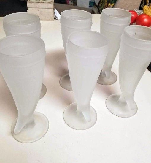 Tiara Frosted Horn Beer Glass 6 Set