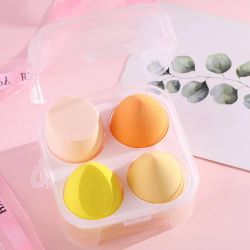 Set of 4 Air Cushion Makeup Egg Cotton Sponge with clear casing in Yellow