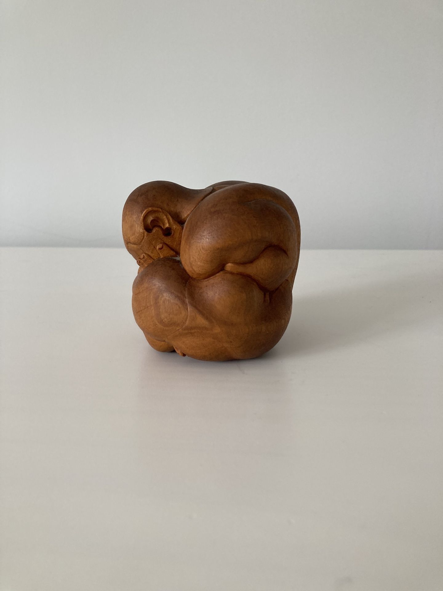 Vintage Hand-carved Teak Wood Weeping Buddha