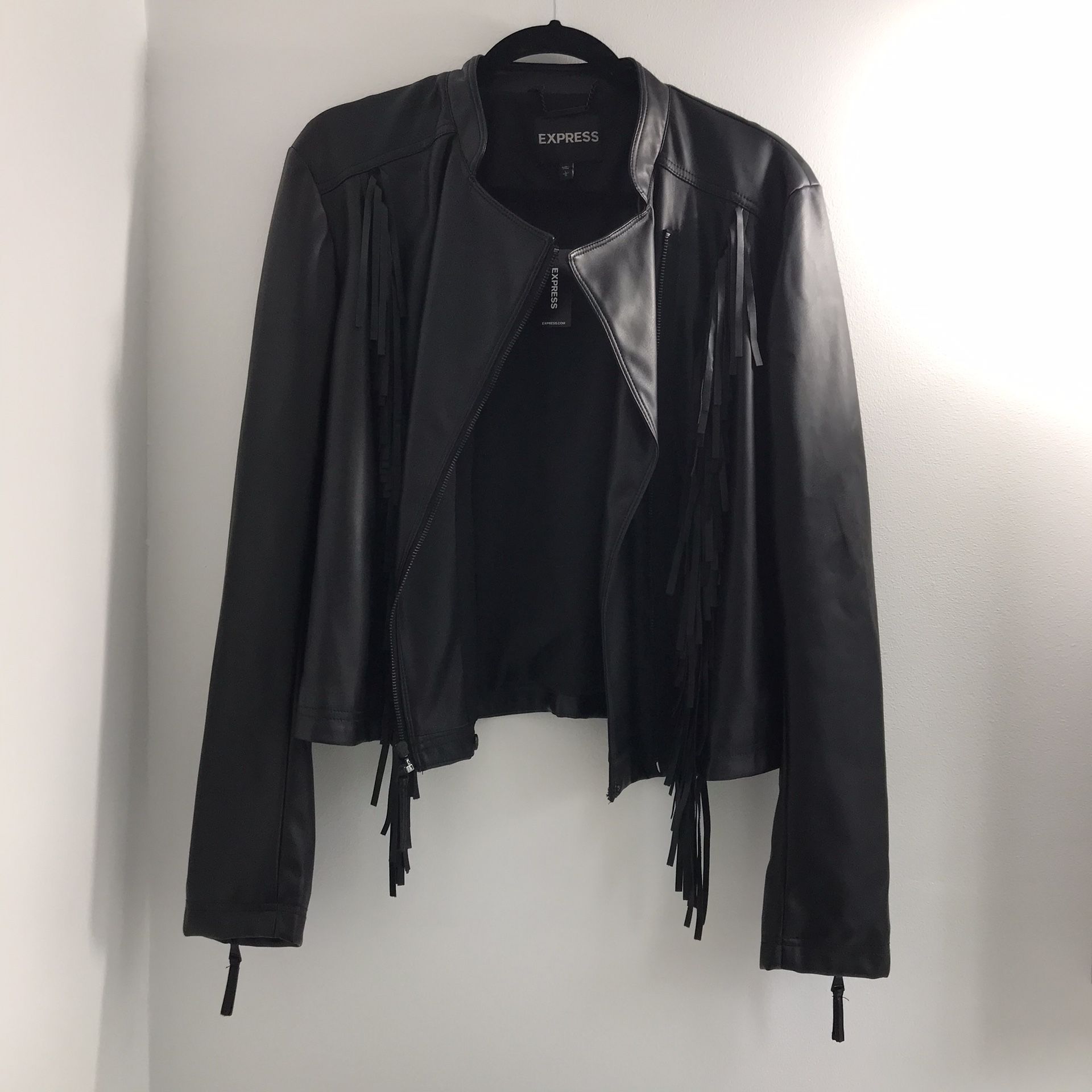 Fringe Faux Leather Jacket Express