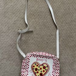 BETSEY JOHNSON Pizza Box White & Colorful Crossbody Shoulder Bag Purse