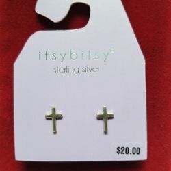 NEW STERLING SILVER CROSS EARRINGS NICE ITEM