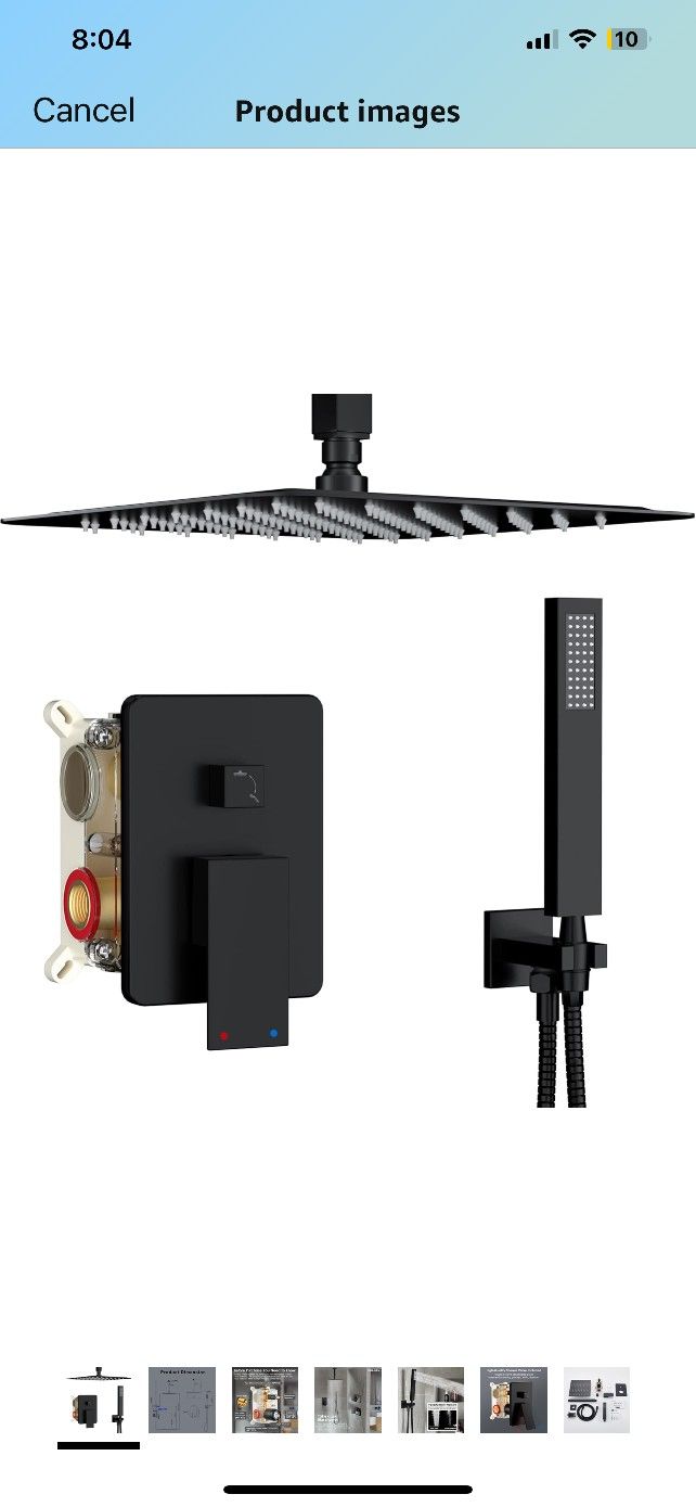 Ceiling Mount Shower Faucet Set, Black Shower System with 10-Inch Rain Showerhead and Handheld Spray Combo, High-Pressure Showerheads Set with Valve a