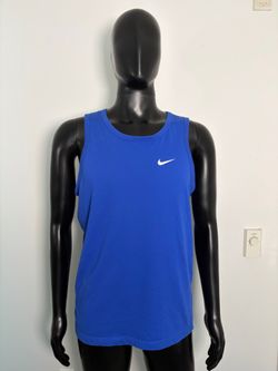 Nike Futura Swoosh Logo Men’s Running Workout Dri-Fit Tank Top (Blue / Large)