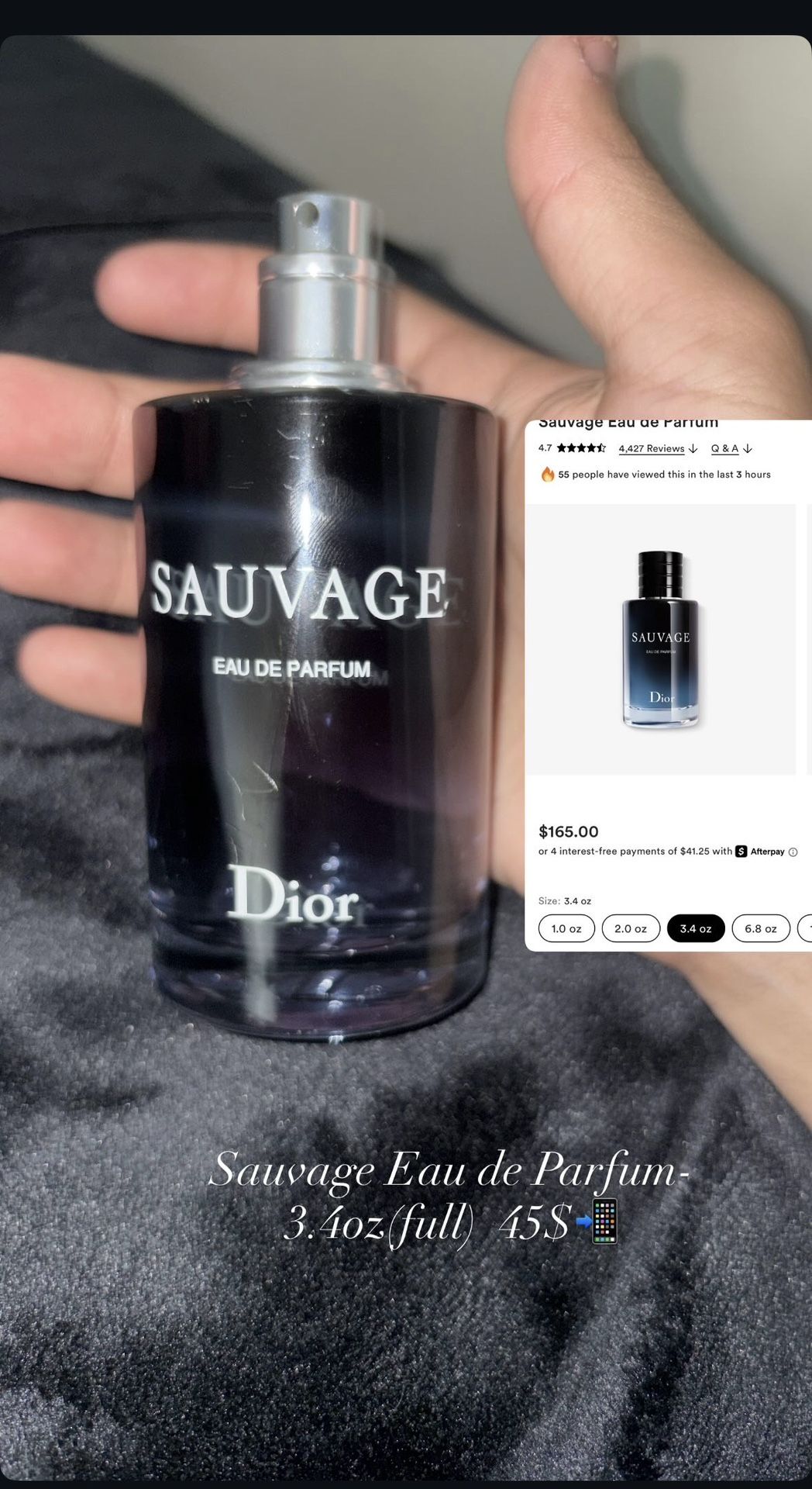 Dior sauvage Eau De Parfum 3.4 Oz