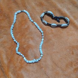 Puka Shell Necklace And Cowrie Shell Bracelet