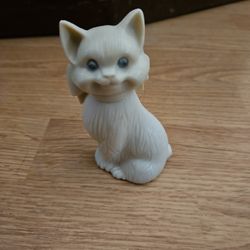 Vintage Avon Cherrished Teddies Little Sparkles Cat Figurine Tourlamine W/ Topaz Cologne