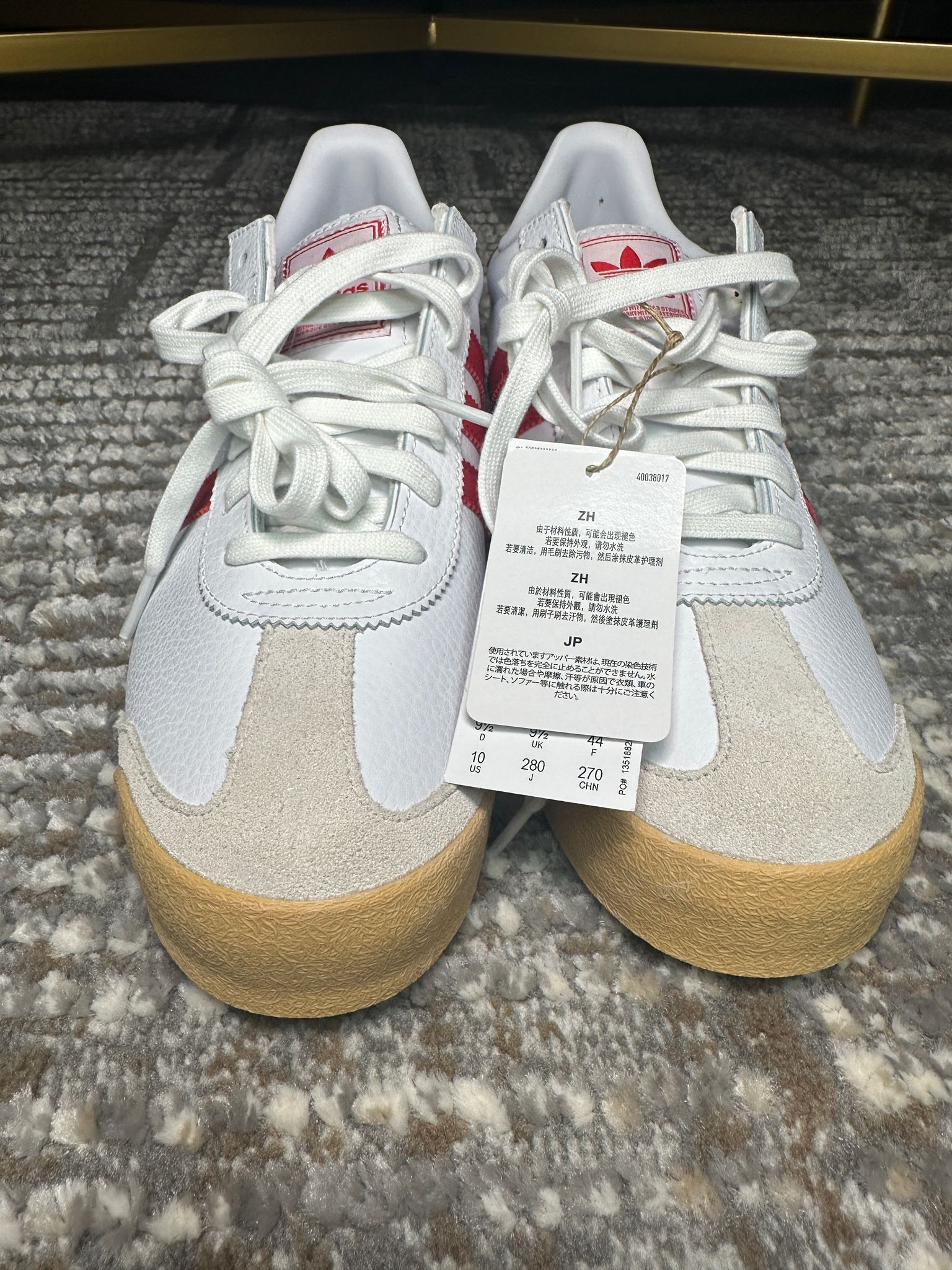 Size 10 Men / 11.5 Women adidas Samoa White Scarlet No BOX JH9079