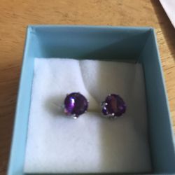AMETHYST EARRINGS STUDS 2.00 CTTW