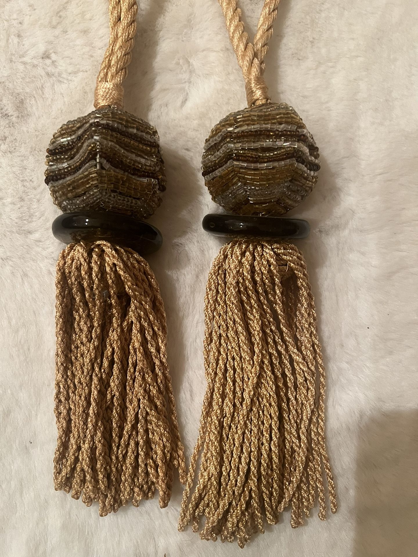 Pier-1 Gold Beaded Tie Backs (set Of 2)