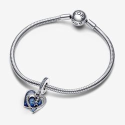 Pandora Bracelet with Heart Charm and Clips 