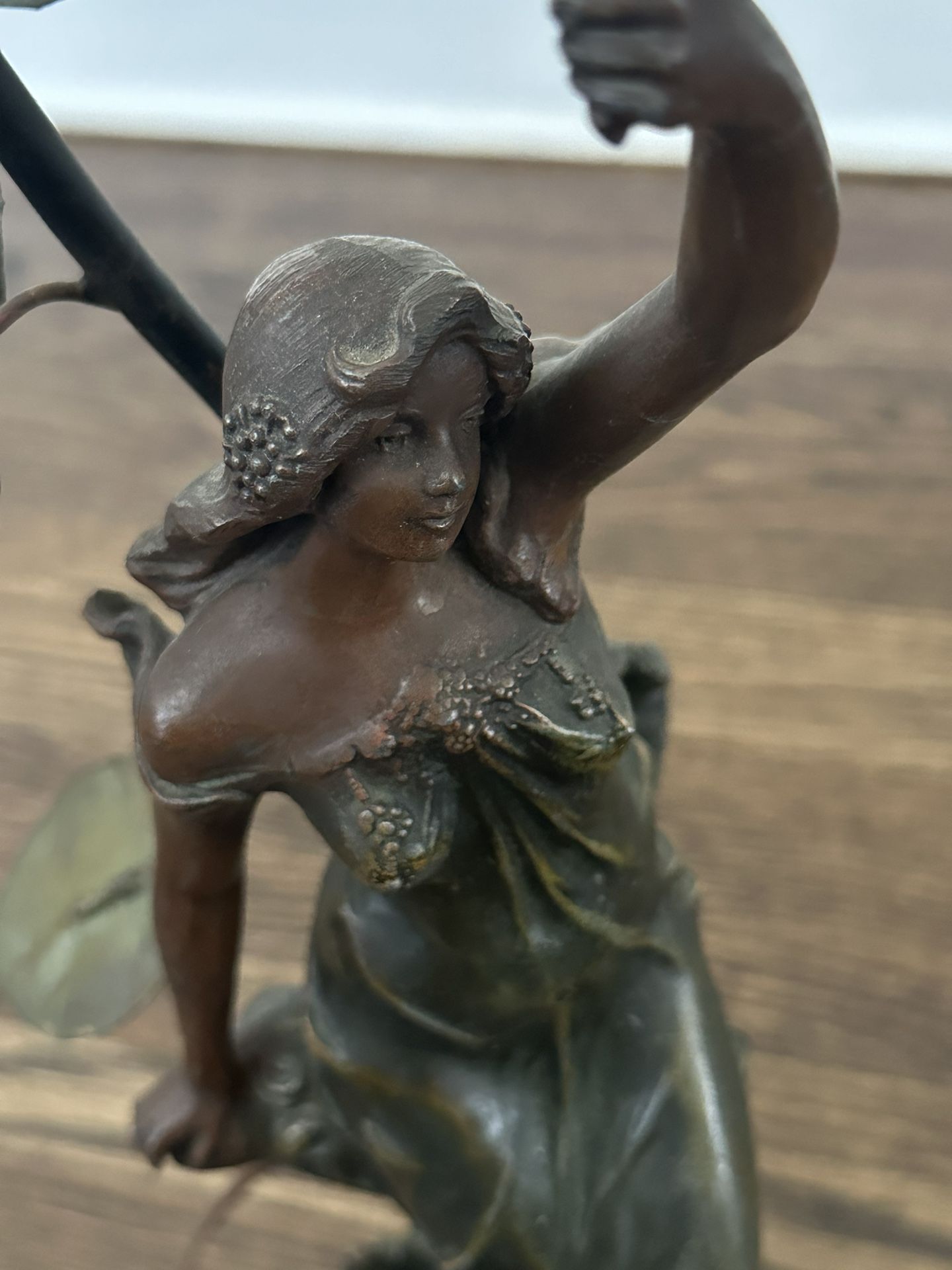 Rare Art Nouveau Lamp by Francois Moreau in Cast Metal Patinated Bronze Finish