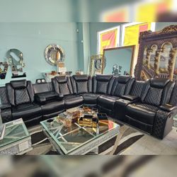 Black Power recliner sectional sofa 
