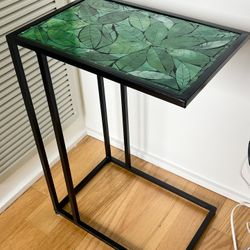 Sofa Side Table w/Green Stained Glass Top 