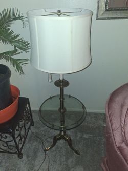 Mid century Lamp and shade solid brass.