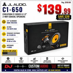 Evolution C1 Car Speakers 6.5" Component System 225 Watt Set JL Audio C1-650 🚨 Payment Options Available 🚨 No Credit Needed 🚨