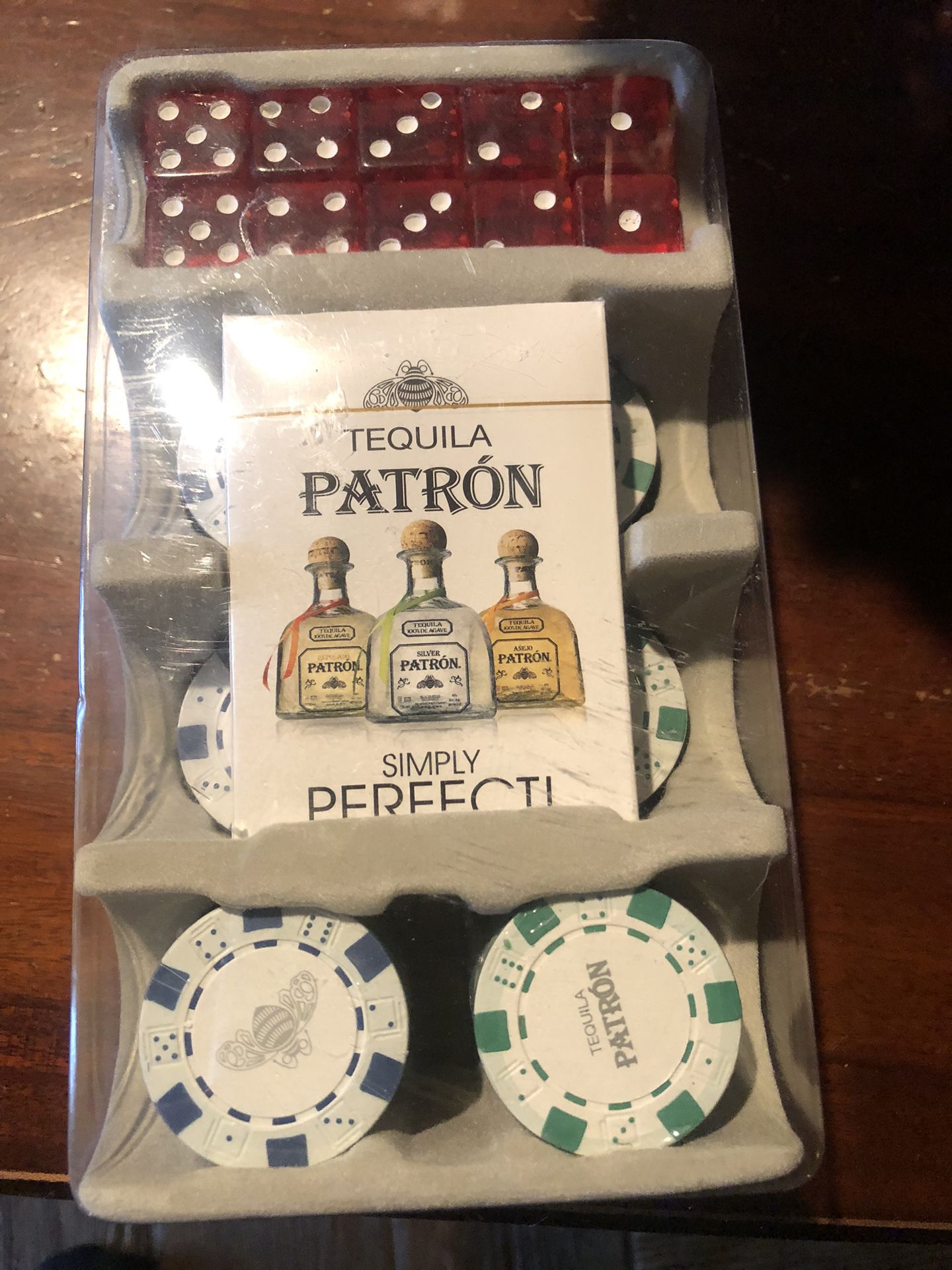 Patron Tequila Poker Chip Dice And Card Set