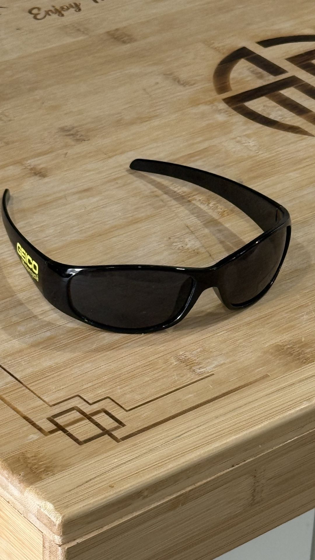 GEICO UV 400 Sunglasses – Wraparound Sport Style – Black Frame
