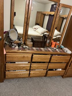 Oak Dresser w/mirror & chest