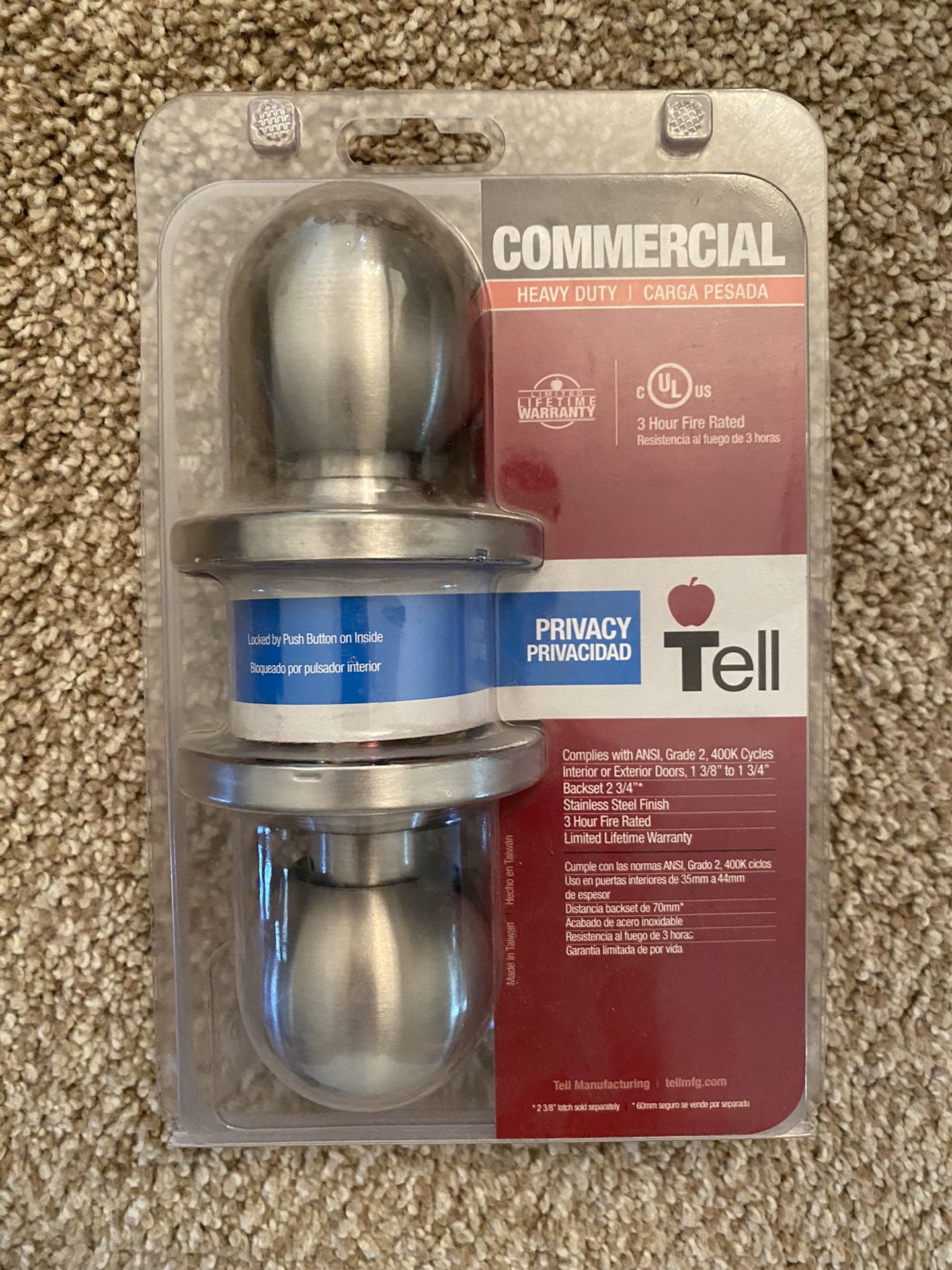 Tell Commercial Privacy Door Knobs