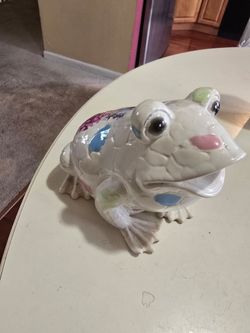 Ceramic Frog Figurine with Colorful Spots