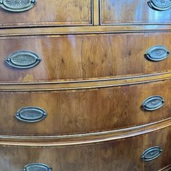Vintage English Bow-Front Dresser / Chest of Drawers