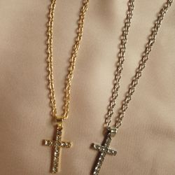Classic Jesus cross Charm necklace pendant with Zircon 18k Gold Plated