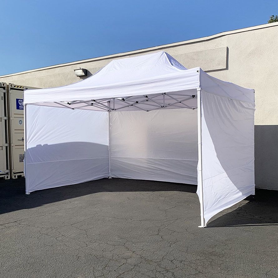 (New) $190 Heavy Duty 10x15 ft Popup Canopy with (3 Sidewalls) Instant Shade w/ Carry Bag (2 Colors)