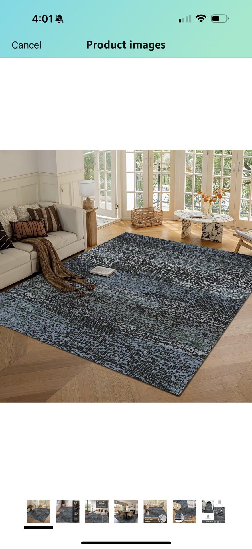 Washable Area Rug - 1/6 Thick - Stain & Water Resistant Non-Slip - Resistant Rug for Living Room, Bedroom, Nursery, Pet & Child Friendly, Vintage Char