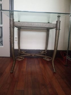 BEVELED GLASS TABLE W ORNATE BASE  (Dets Below) ⏬⏬⏬