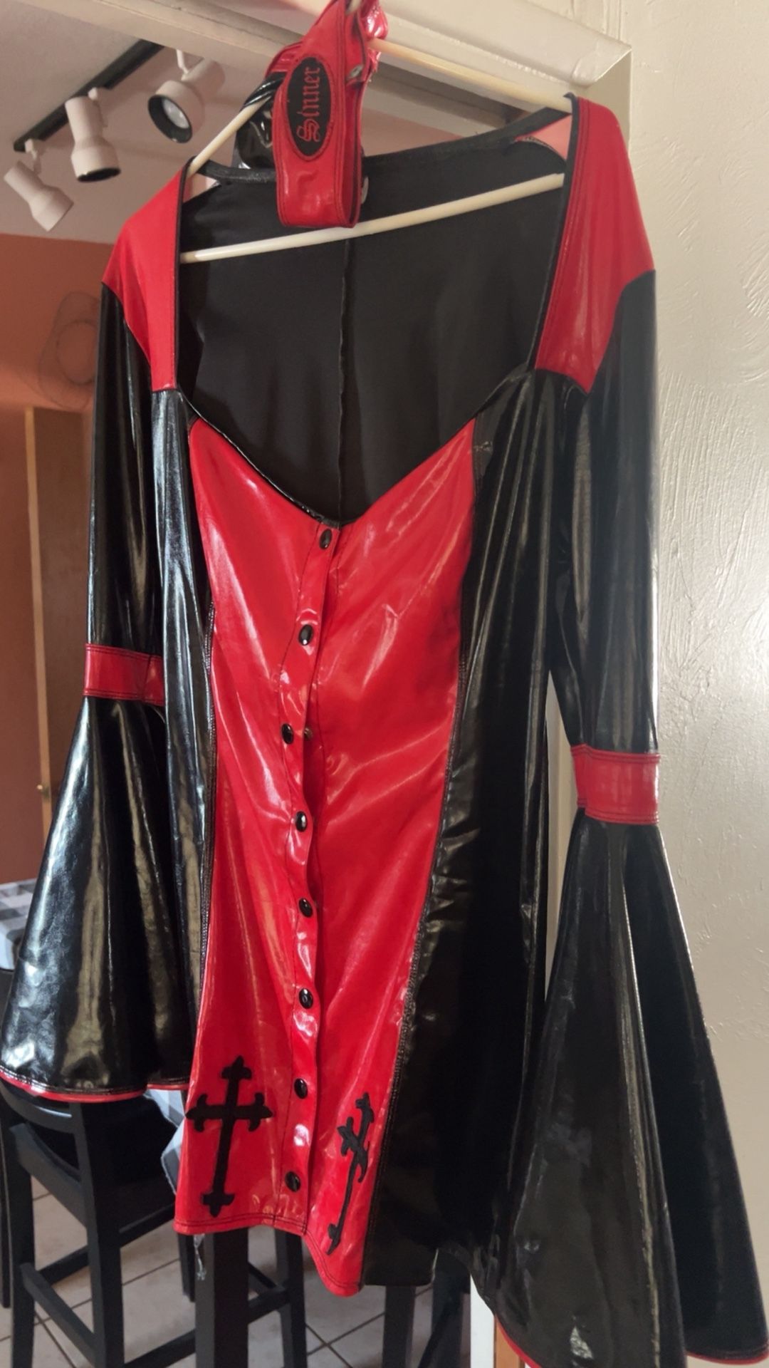 Nun Sinner Latex Costume W/ Accessories L/xl
