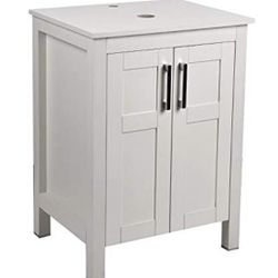 Bathroom Vanity, Modern Stand Pedestal Cabinet, Wood White Fixture,with top (LWH:25x22x30in)
