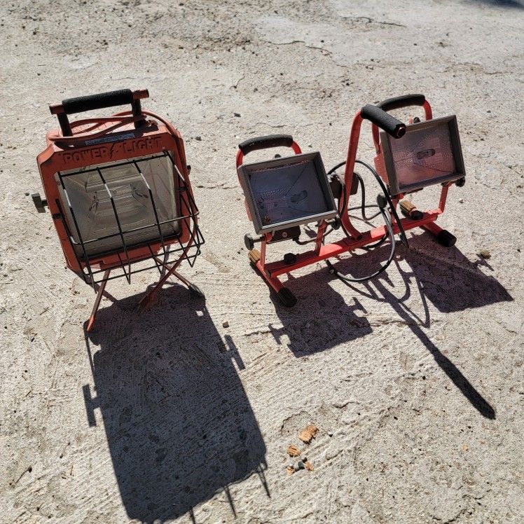 PowerLight Orange Portable & Utilitech Double Halogen Work lights