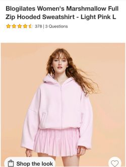 Blogilates Marshmallow Full Zip Hooded Sweatshirt - Pink size Large