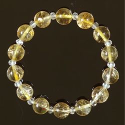 Real Natural Rainbow Citrine White Topaz Crystal Bracelet • Attract Abundance