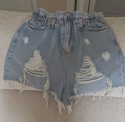 High-Waist Distressed Denim Shorts