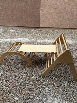 Kids wooden climbing set