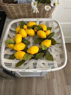 Hanging wall basket with lemon wreath $10