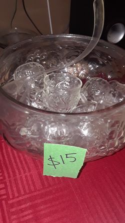 Glass Punch Bowl w/ cups