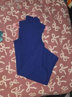 Nine West Women's Blue Floor Length Turtle Neck Dress Size 2XL
