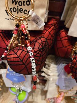 Little Words x Disney Spider-Man Heart Keychain with Beaded Charm NWT