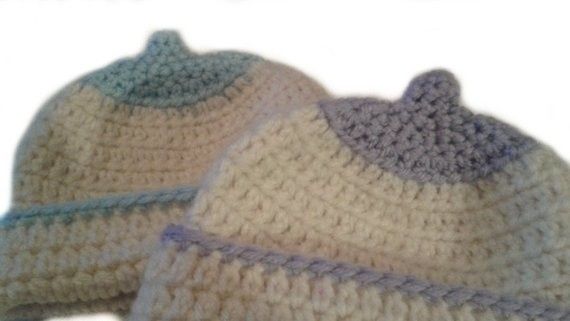 Crocheted Boob Purple or Blue Nipple Beanie Nursing Hat