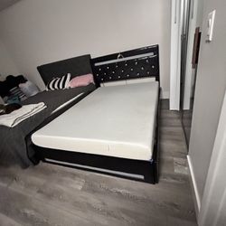 LED Bed Frame And Lightly Used Mattress 