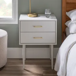Walker Edison Olivia 20” White Nightstand – 2 Drawer Side Table