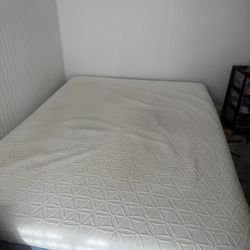 temper Pedic Queen Mattress With Bottom  Frame Still Good Condition 