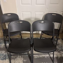 Set of 4 Amazon Basics Black Folding Chairs - Barely Used