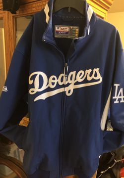 Men's Majestic Royal Los Angeles Dodgers On-Field Therma Base Thermal  Full-Zip Jacket