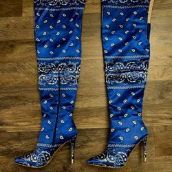 MATA GROUPS USA BAD GIRL HIGH HEEL BOOTS Women – Blue Bandana