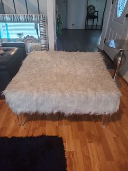 Shaggy white coffee table