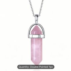 Buy1get1 1/3pcs Rose Quartz Crystal Necklaces Set For Women Quartz Stone Pendants Jewelry, Natural Rose Quartz Crystal, Heart Hexagonal Column Cone,